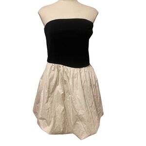 Wild Fable Strapless Bubble‎ Hem Mini Dress Black Cream XXL